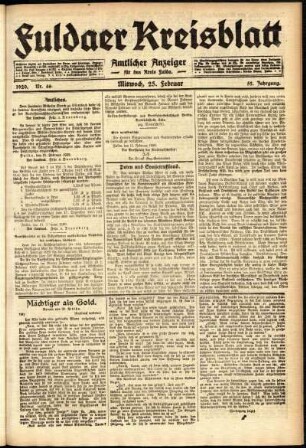 Ausgabe vom Mittwoch, den 25. Februar 1920.