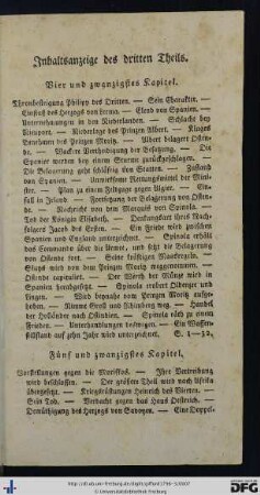 Inhaltsanzeige des dritten Theils.