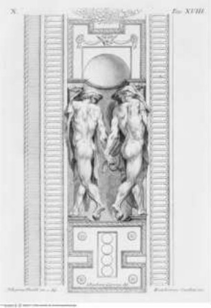 "Le Pitture di P. Tibaldi e di N. Abbati esistenti nell ' Instituto di Bologna. Descritte ed illustrate da G. P. C. Zanotti". Venedig 1756, Ignudi (Taf. XVIII