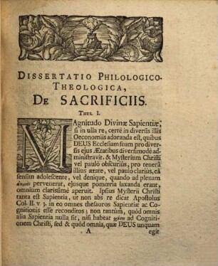 Dissertatio Philologico-Theologicae De Sacrificiis