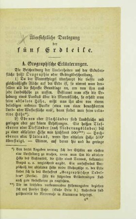 Übersichtliche Darlegung der fünf Erdteile