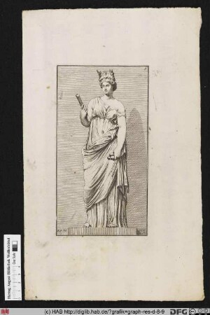 Darstellung der Ceres mit Szepter und Mohnblumen nach einer antiken Statue.