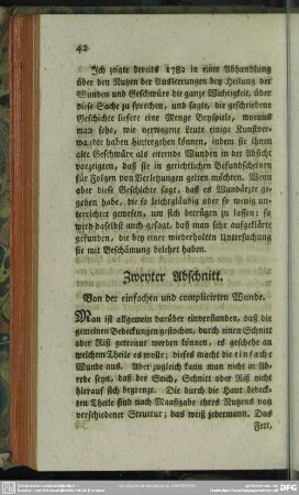 Zweyter Abschnitt. Von der einfachen und complicirten Wunde