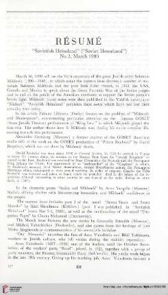 Résumé „Sovietish Heimland“ („Soviet Homeland“) No. 3, March, 1990