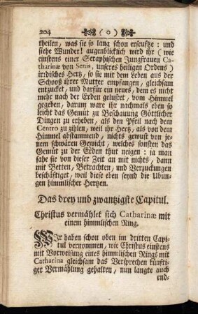 Das drey und zwantzigste Capitul. Christus vermählet sich Catharinæ mit einem himmlischen Ring.