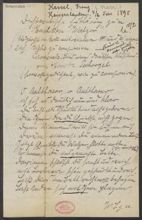 Brief an B. Schott's Söhne : 04.02.1898
