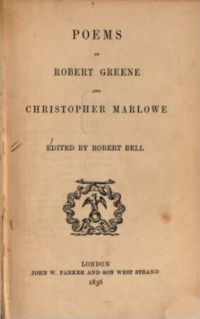 Poems of Robert Greene and Christopher Marlowe