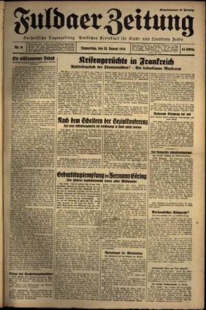 Ausgabe vom Donnerstag, den 13. Januar 1938.