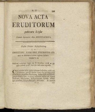 Carsten Niebuhrs Reisebeschreibung i. e. Christiani Niebuhrii Descriptio Itineris...