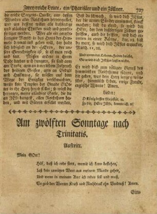 Am zwölften Sonntage nach Trinitatis