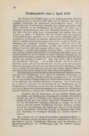 Reichstagsrede vom 5. April 1916