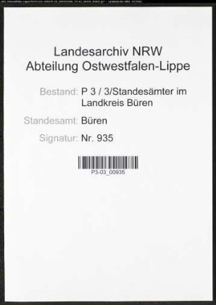 Heiratsregister Standesamt Büren