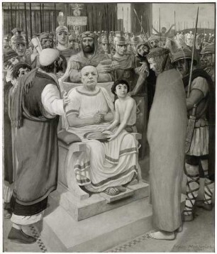I. Station: Christus vor Pilatus : Stationen des Kreuzweges Jesu (für die Kirche in Schönbrunn im Steigerwald). I. Station: Christus vor Pilatus. Gemälde (1928; M. Molitor)