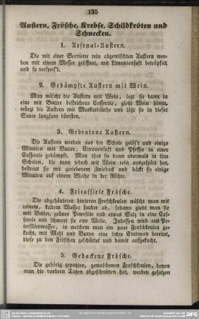 Austern, Frösche, Krebse, Schildkröten und Schnecken