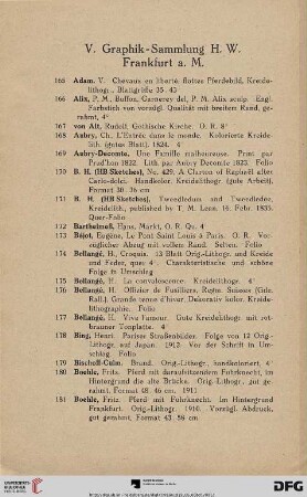 V. Graphik-Sammlung H. W. Frankfurt a. M. (Nr. 165-358)