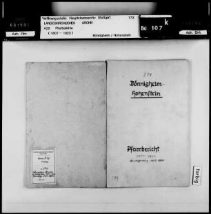 Bönnigheim: Pfarrberichte und Pfarrbeschreibungen Filial Hohenstein