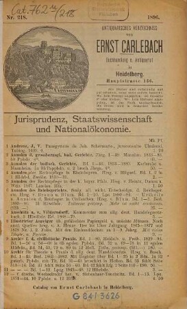 Antiquarisches Bücherverzeichnis. 218. 1896