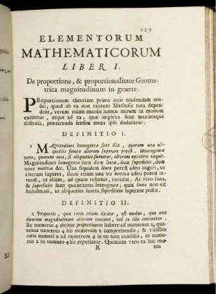 Liber I. De proportione, & proportionalitate Geometrica magnitudinum in genere.