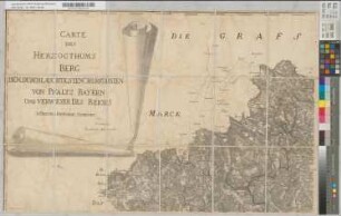 Herzogtum Berg, Wiebeking- Karte (Teil): Carte des Herzogthums Berg [in 4 Teilen]. dem Durchlauchtigsten Churfürsten von Pfaltz Bayern und Verweser des Reichs in tiefster Ehrfurcht zugeeignet: von Wiebeking Churpfältzischer Waßerbaumeister [Teil 1] Gestochen von Eckard [Teil 4] Paul Maassen scul. 1790 [Teil 1]