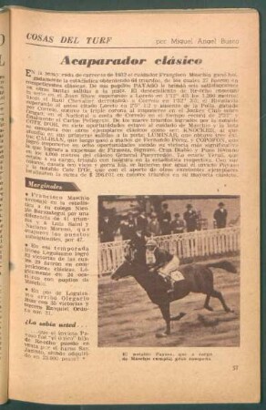 Acaparador clásico : Cosas del turf