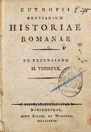Eutropii Breviarium Historiae Romanae