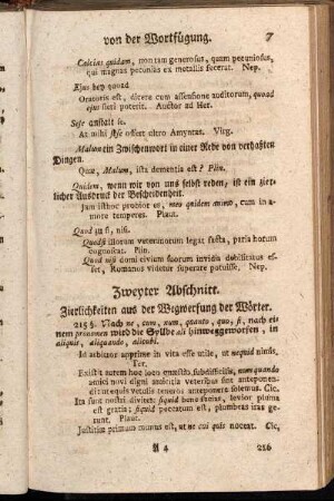 Zweyter Abschnitt. Zierlichkeiten aus der Wegwerfung der Wörter.