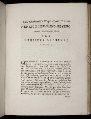 Viro clarissimo atqve consvltissimo Henrico Hermanno Meyero, amico praestantissimo
