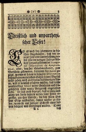 Christlich und unpartheyischer Leser!