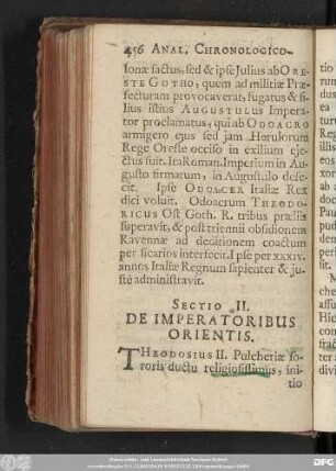 Sectio II. De Imperatoribus Orientis.