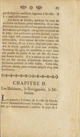 Chapitre II. Les Habitans, la Bourgeoisie, le Militaire