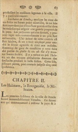 Chapitre II. Les Habitans, la Bourgeoisie, le Militaire