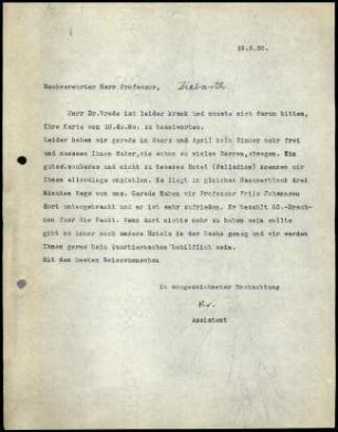 W. Kraiker an E. Ziebarth