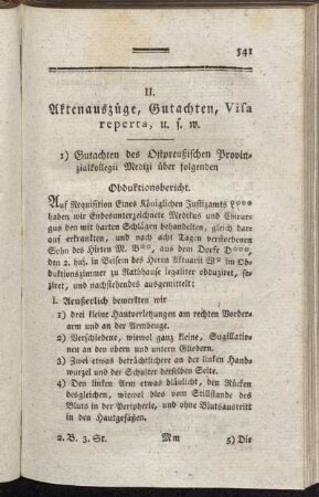 II. Aktenauszüge, Gutachten, Visa reperta, u.s.w.