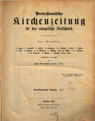 Protestantische Kirchenzeitung für das evangelische Deutschland, 24. 1877