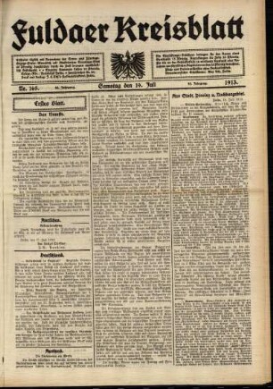 Erste Ausgabe vom Samstag, den 19. Juli 1913.