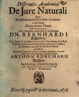 Diss. acad. de iure naturali