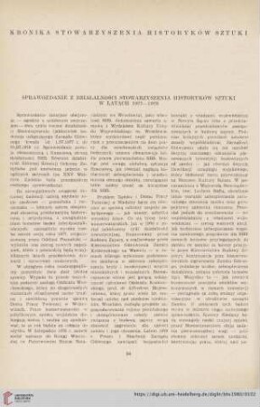 Sprawozdanie z działalności Stowarzyszenia Historyków Sztuki w latach 1977-1978