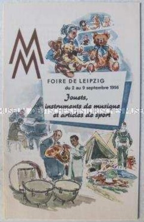 Werbeprospekt zur Leipziger Herbstmesse 1956 für Musikinstrumente und Sportartikel in französischer Sprache