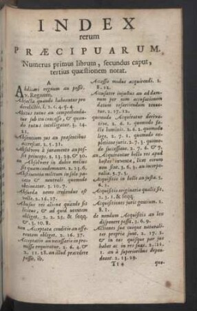 Index rerum praecipuarum.