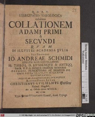 Exercitatio Theologica Exhibens Collationem Adami Primi & Secvndi