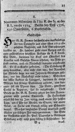 Nouveaux mémoires. Ann.1774. Tom.5.