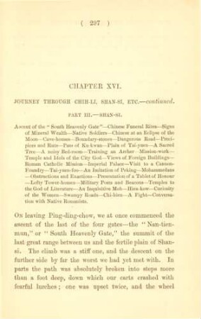 Chapter XVI. Journey through Chih-li, Shansi, etc. - continued. Part. III. - Shan-si