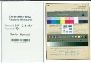 Entnazifizierung Hermann Nevries , geb. 11.11.1911 (Milchhaendler)