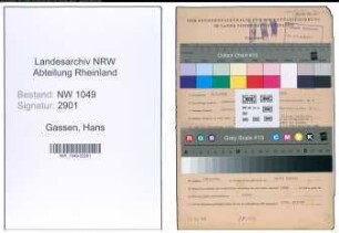 Entnazifizierung Hans Gassen , geb. 05.03.1899 (Angestellter)