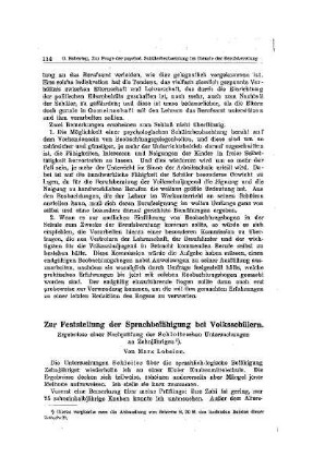 Zur Feststellung der Sprachbefähigung bei Volksschülern : Ergebnisse einer Nachprüfung der Schlotteschen Untersuchungen an Zehnjährigen