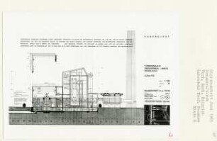 Großkraftwerk, Berlin-Hakenfelde (Diplomarbeit bei Bernhard Hermkes): Turbinenhalle, Zwischenbau-Warte, Kesselhaus, Schnitte 1:200