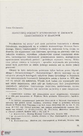 [3.]1953: Francuskie portrety renesansowe w Zbiorach Czartoryskich