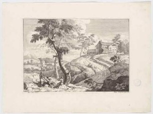 Landschaft mit zwei Flötenspielern, aus einer Folge von Landschaften nach Marco Ricci, Bl. II 1