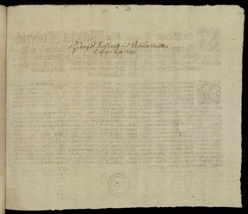Von Gottes Gnaden, Wir Wilhelm Friderich, Marggraff zu Brandenburg ... Nachdeme der Getreid-Preiß allbereit anzusteigen beginnet ... : Onolzbach den 13. Septembris, Anno 1712.