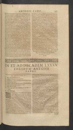 In Et Ad Decadem LXXXV. Errorvm Antonii Fabri.